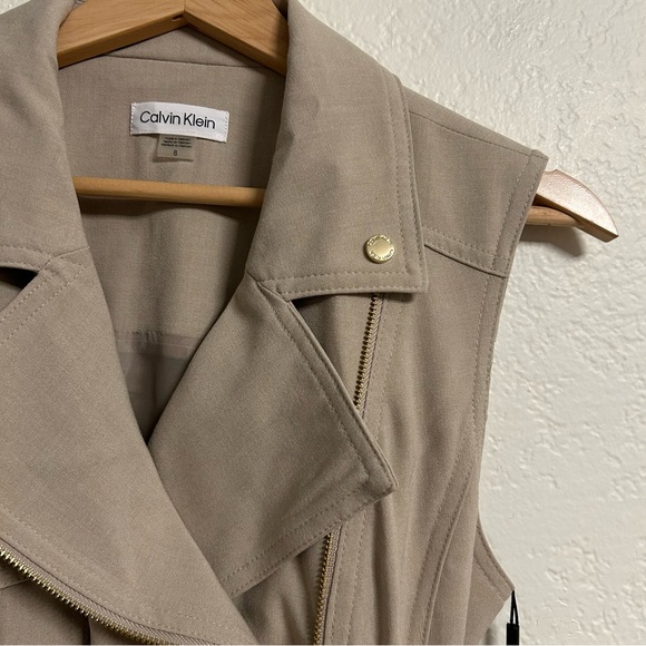 NWT Calvin Klein Tan Sleeveless Utility Trench Dress, Size 8 - Picture 2 of 6